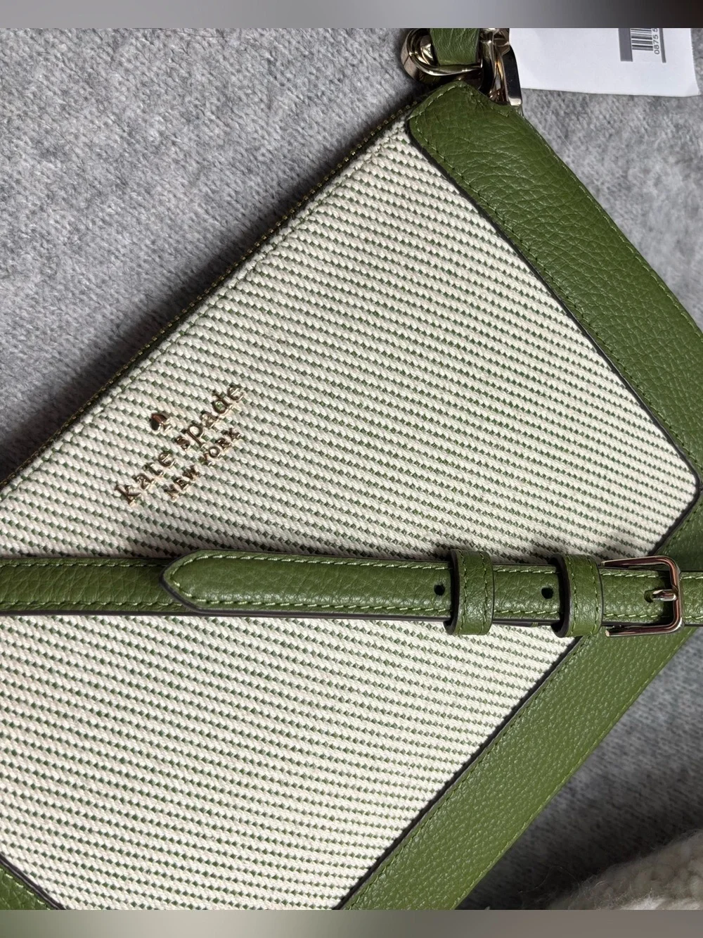 kate spade Green and Cream Canvas Leather Crossbody Bag